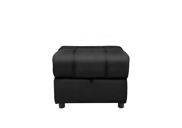 Moreno Leather Storage Footstool - Classic Black