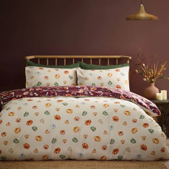 Catherine Lansfield Autumn Pumpkins Polycotton Duvet Cover & Pillowcase Set 3