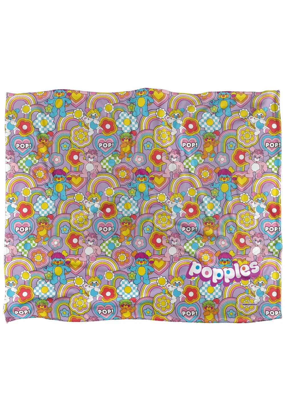 Hasbro Popples Pop Pattern Silky Touch Super Soft Throw Blanket 152 X 127 cm in White