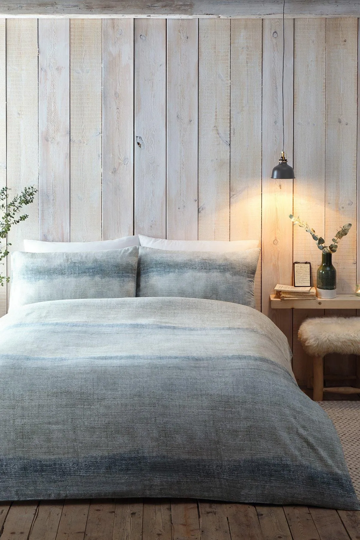 Appletree 'Anson Stripe' 100% Brushed Cotton Duvet Cover Set in Green 4