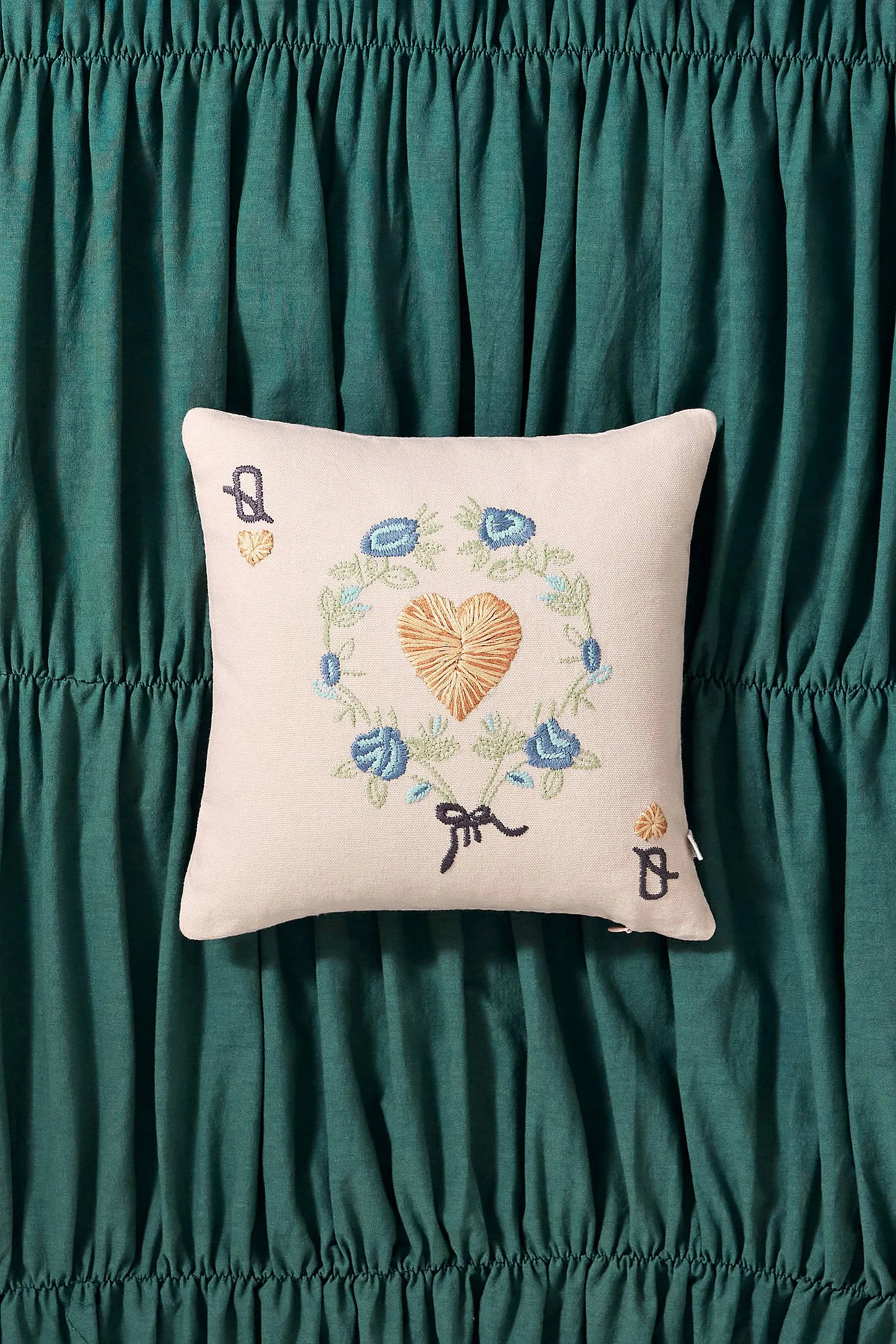 Queen Of Hearts Embroidered Cushion - Pink