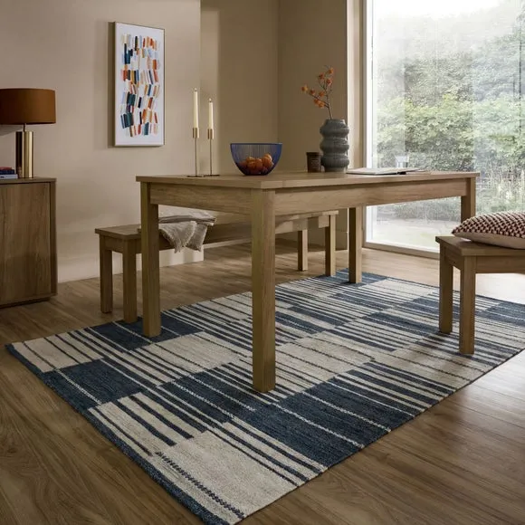 Marlin Striped Geometric Wool Rug 1