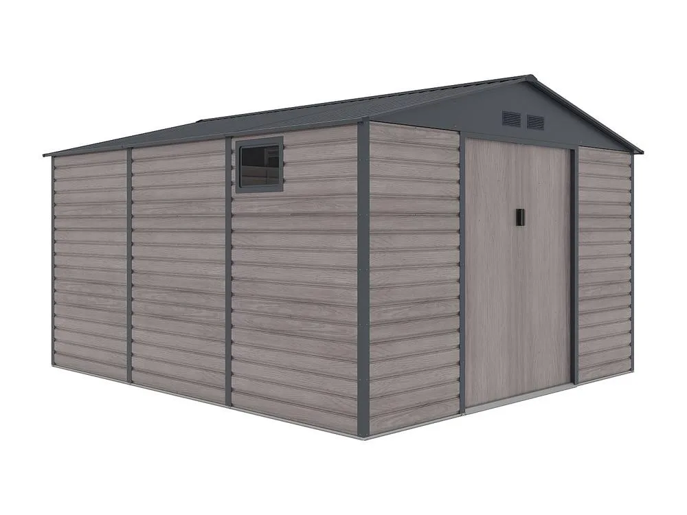 Vente-unique Galvanised Steel Garden Shed - Grey Wood Effect - 13.12 M² - ADELMO 6
