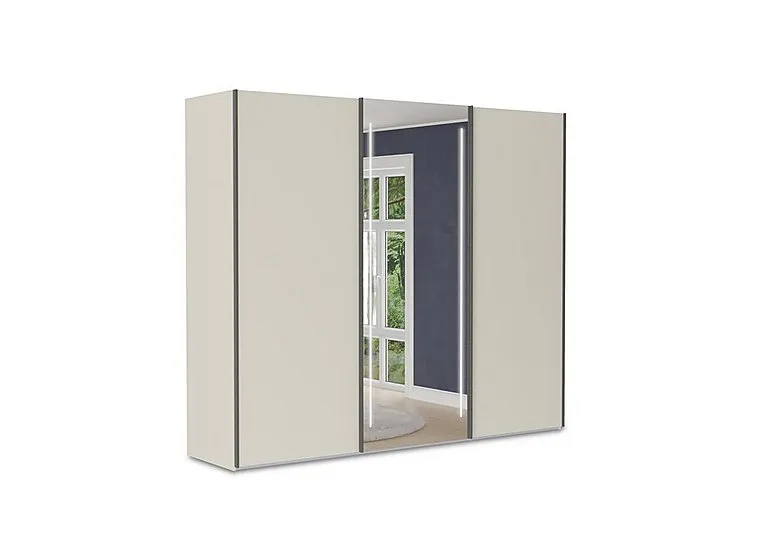 Instinct 250cm 3 Door Sliding Wardrobe with 2 Matt Finish Doors and 1 Mirror Door with LED Lighting - Bedroom Furniture - In Time for Christmas