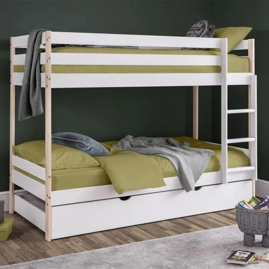 Nova Wooden Bunk Bed With Guest Bed In White Lacquer