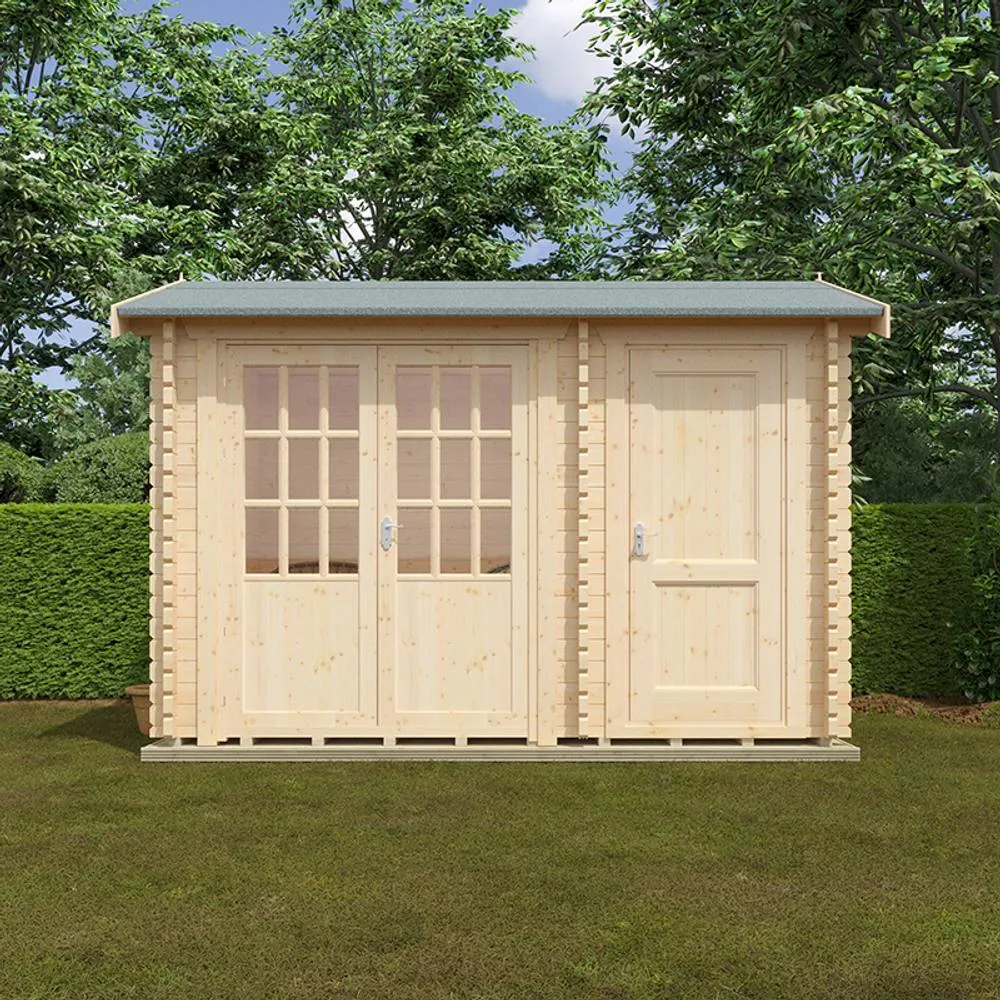 Buttercup Farm 12x8 The Chatsworth 44mm Cabin - L355 x W235 x H262.3 cm in Natural 3