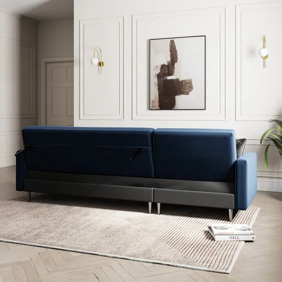 Kendall Quilted Velvet Clic Clac Storage Corner Sofa Bed 3