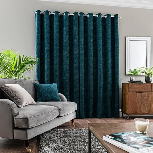Chenille Geo Eyelet Curtains 4