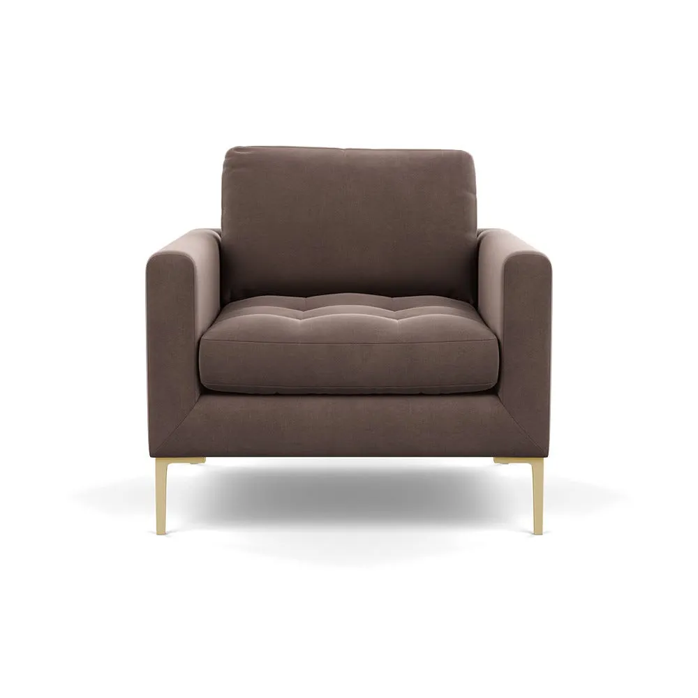 Heal's Eton Armchair Smart Velvet Mouse Brass Feet