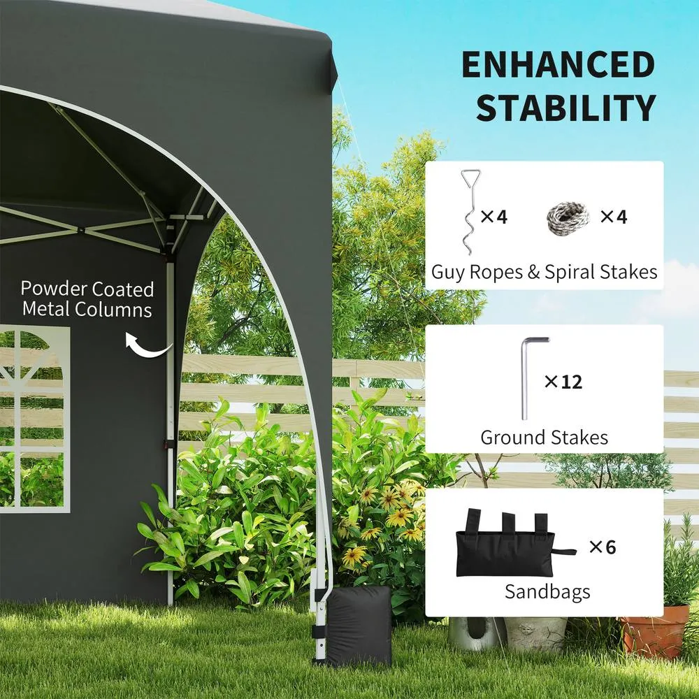 OUTSUNNY 3 x 6m Pop Up Gazebo with Sides, Peak Top Garden Party Tent Marquee in Dark Grey 6