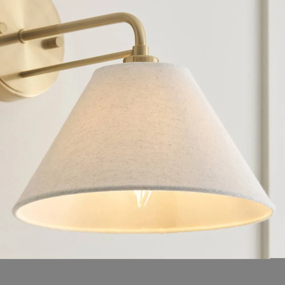 Netlighting Wallbridge Dome Wall Lamp Brushed Aged Brass Natural Linen in Gold 5
