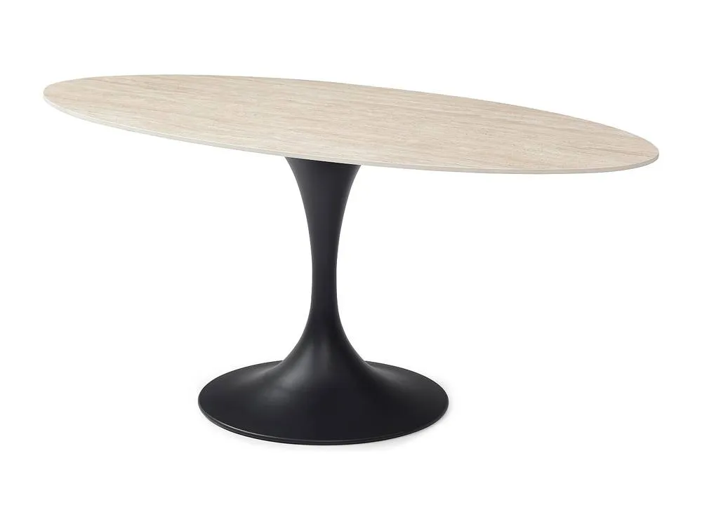 Vente-unique Dining Table for 8 People In Ceramic & Black Metal - Beige 6