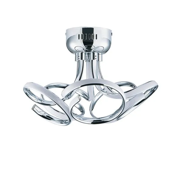 Cortez 5 Light Integrated LED Swirl Semi Flush Ceiling Light 5