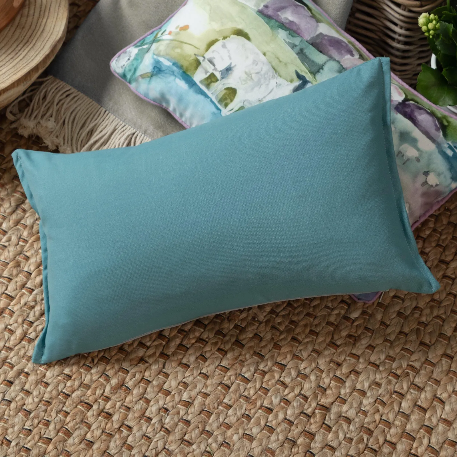 Voyage Maison Alfresco Rectangular Oxford Outdoor Cushion in Teal