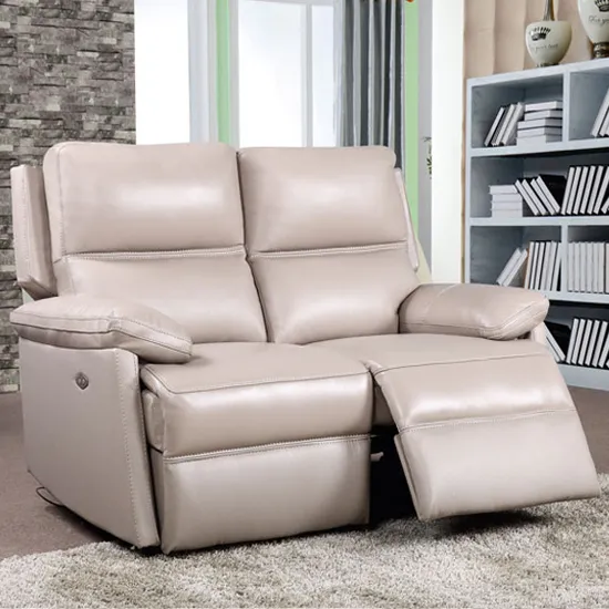 Bailey Leather 2 Seater Electric Recliner Sofa In Taupe