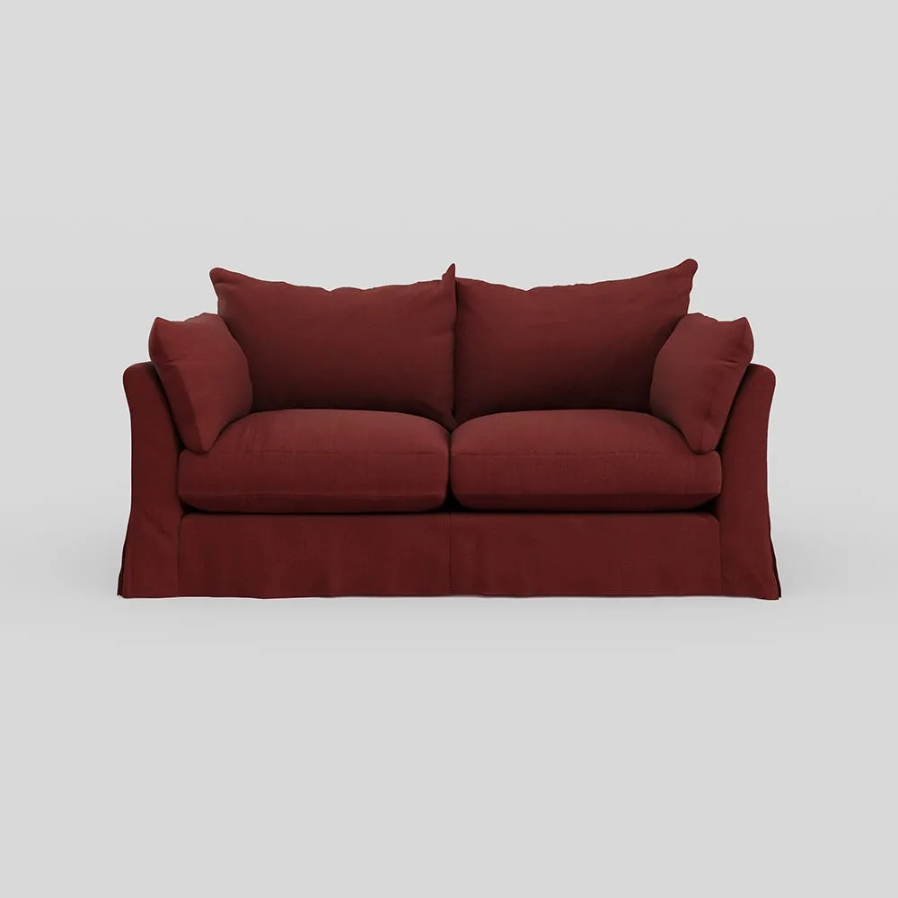 Heal's Tailor Loose Cover 3 Str Sofa Capelo Linen Etruscan Red, Natural Beech Feet
