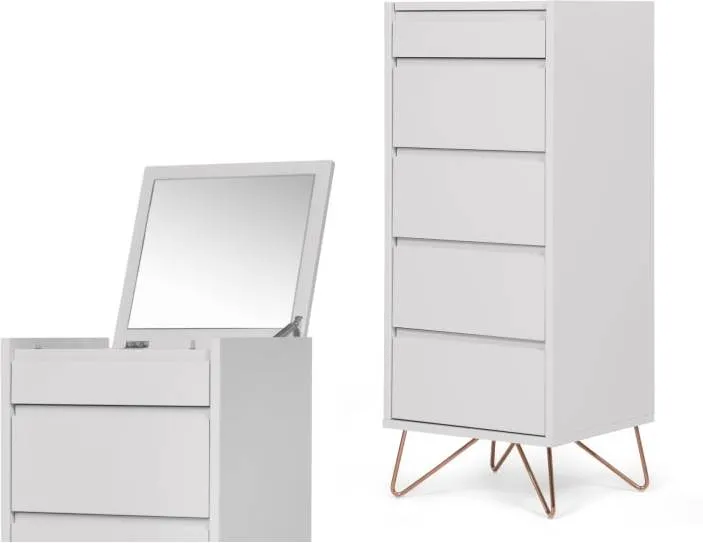 Elona vanity chest of drawers, grey and copper