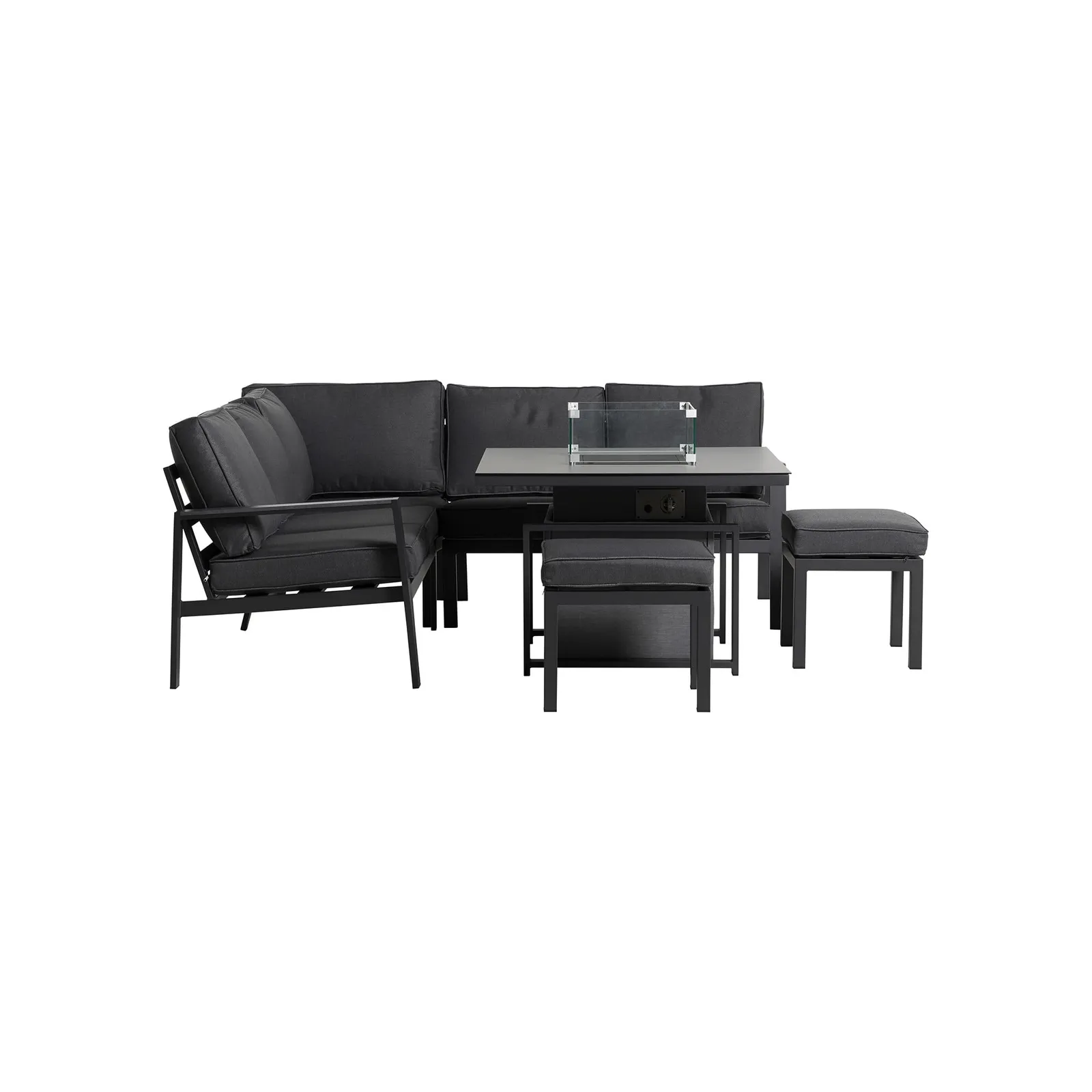 Fierza Corner Sofa Set With Rising Firepit Table, Aluminium, Grey | Barker & Stonehouse 6