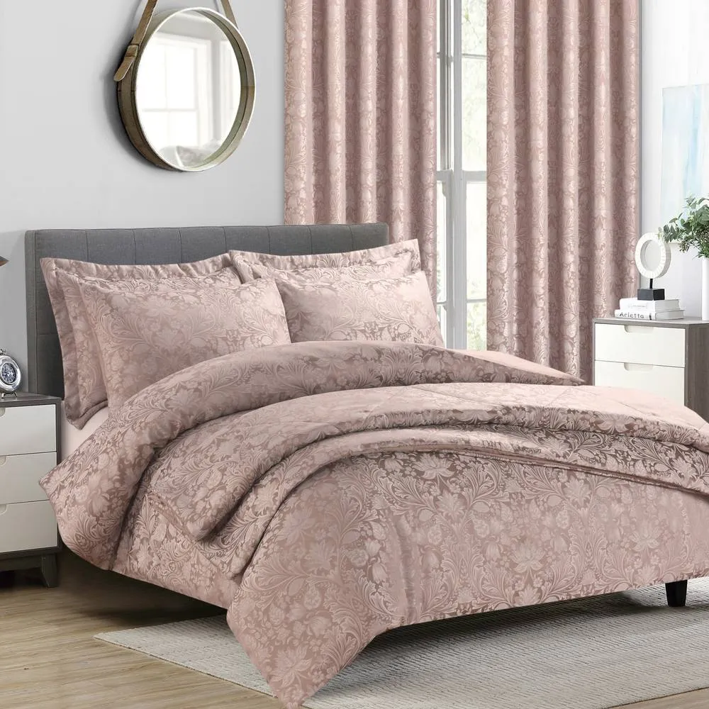 Rapport Home Rose Blush Damask Jacquard Bedspread 260 x 230cm in Rose Gold