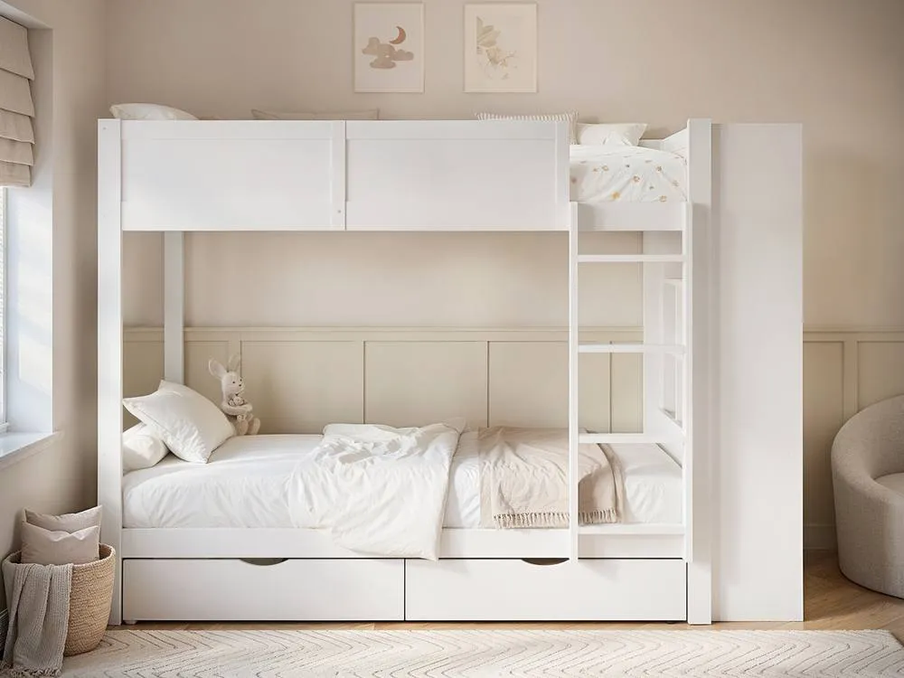 Flair Ruby Wooden Bunk Bed with Storage in White 3