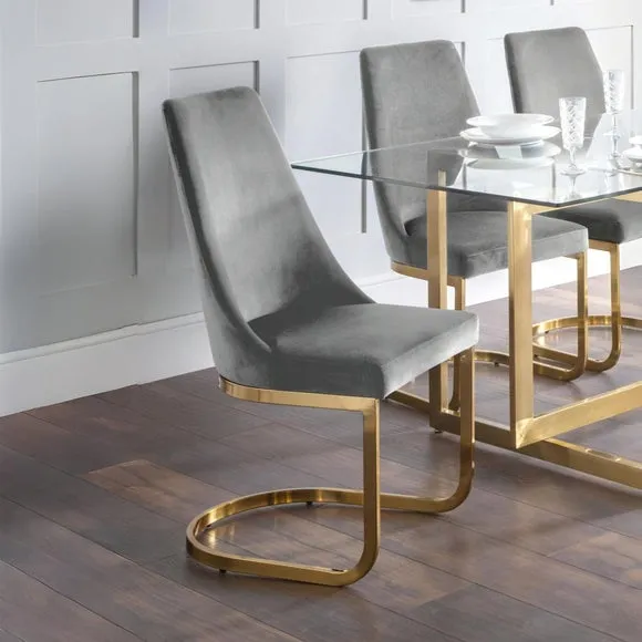 Vittoria Set of 2 Cantilever Dining Chairs, Velvet