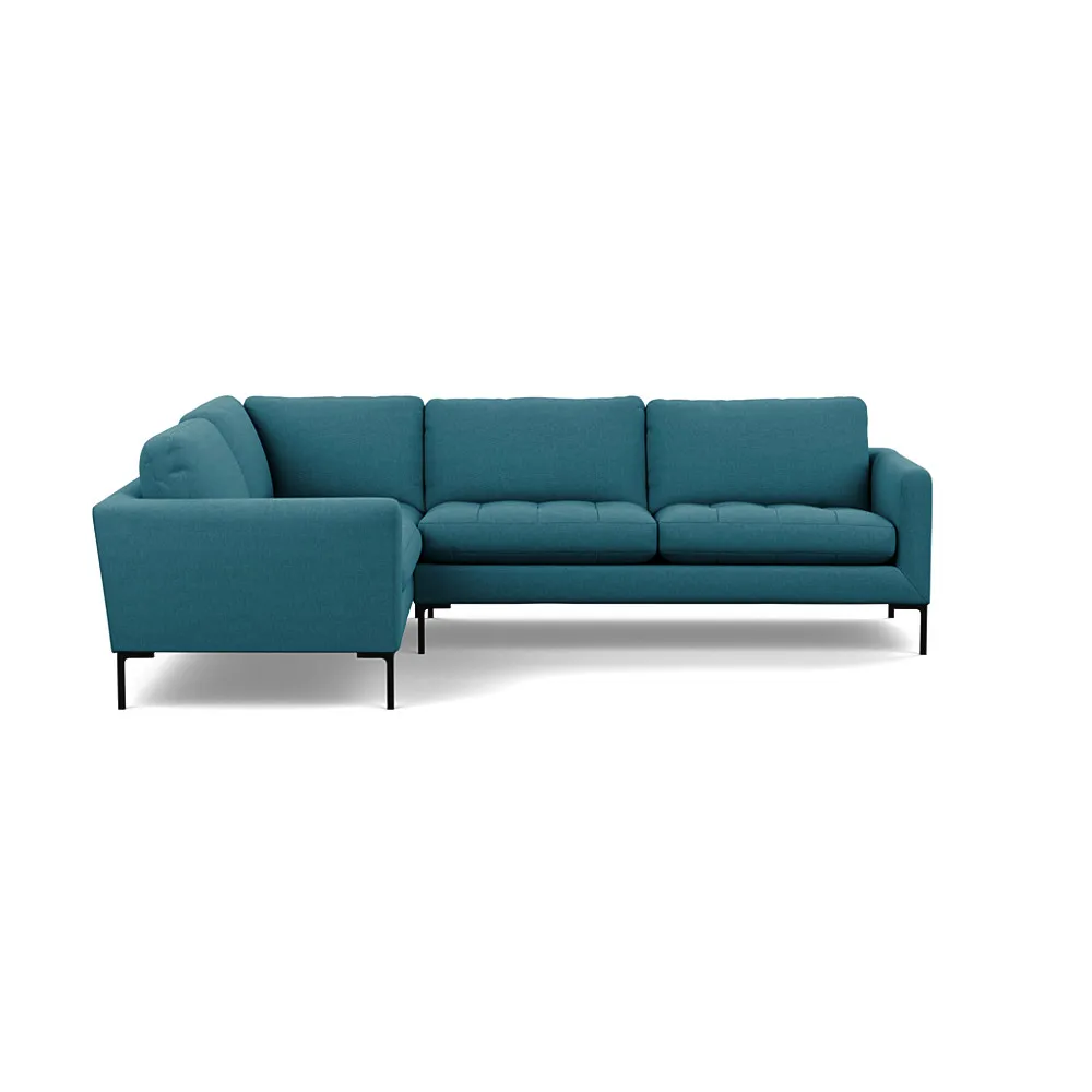 Heal's Eton Left Hand Facing Corner Sofa Brushed Cotton Cadet Black Feet