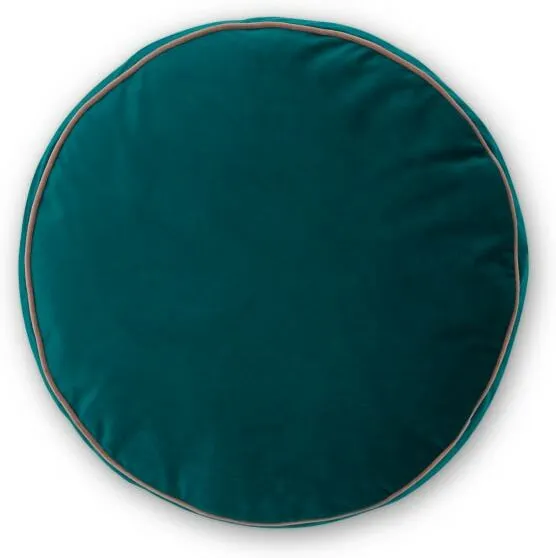 Julius Round Velvet Cushion, 45cm diam, Teal Blue