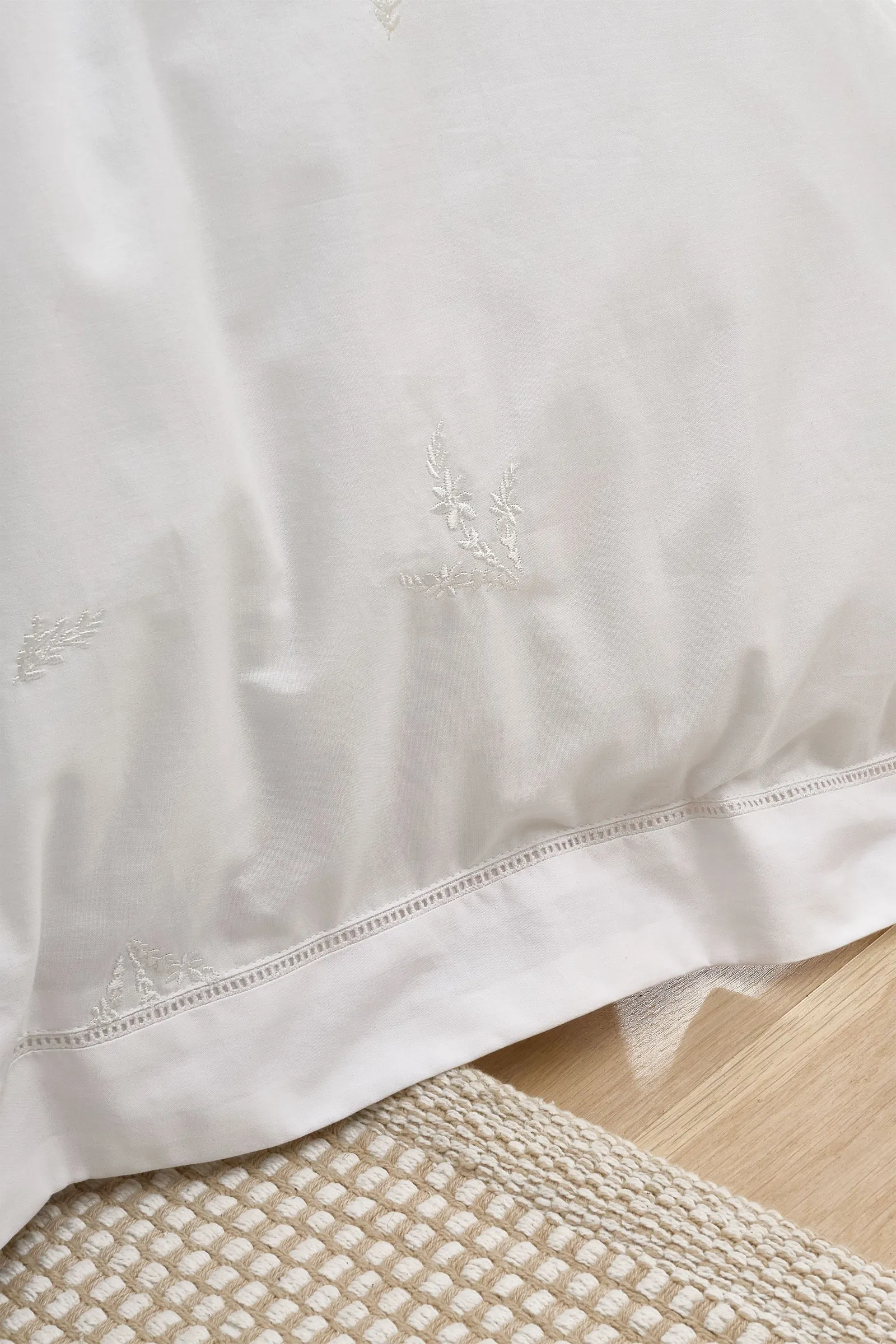Bianca Lottie Floral Embroidery 180 Thread Count Cotton Duvet Cover Set in White 4