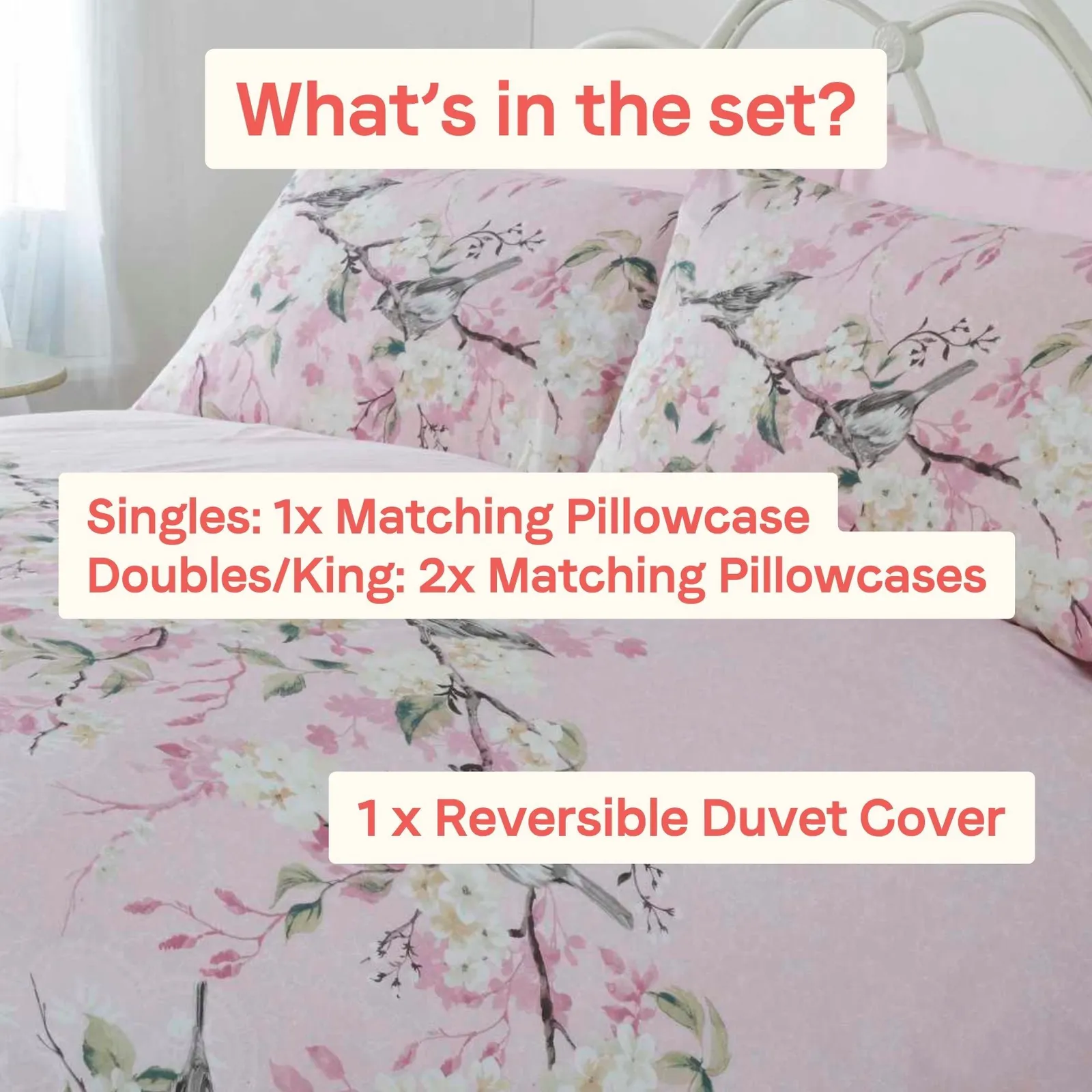 Rapport Home Eloise Floral Polycotton Duvet Cover Set with Pillowcase in Light Pink 4
