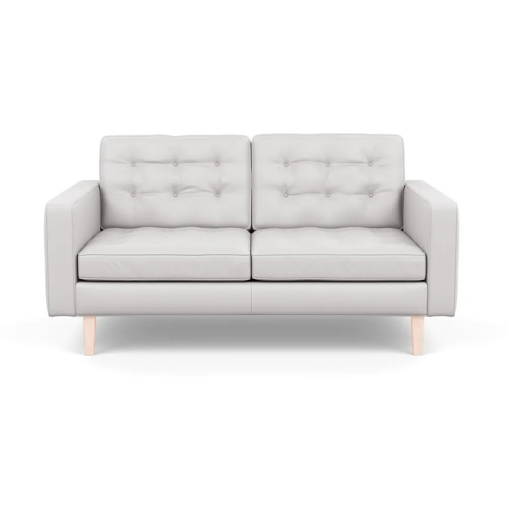 Heal's Hepburn 2 Seater Sofa Leather Grain White 000 Natural Feet 1