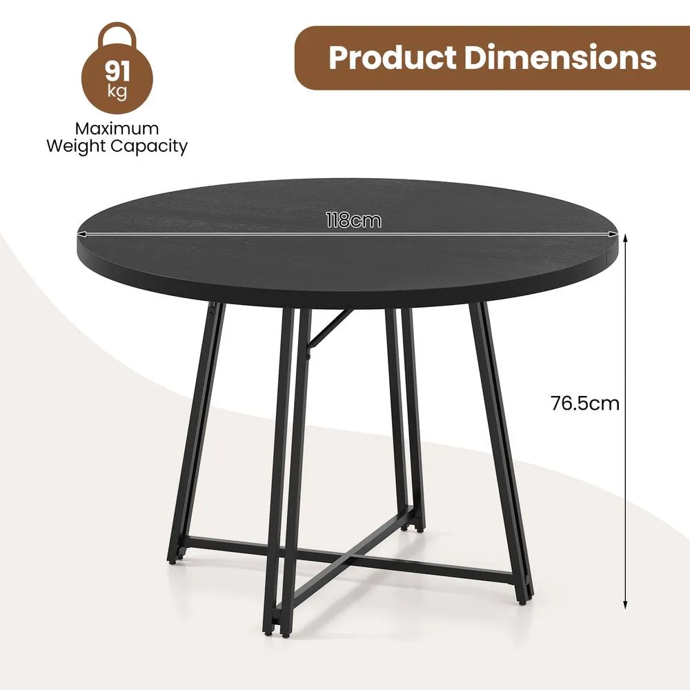 Costway 118CM Dining Table Round Kitchen Table Modern Diner Table in Black 2