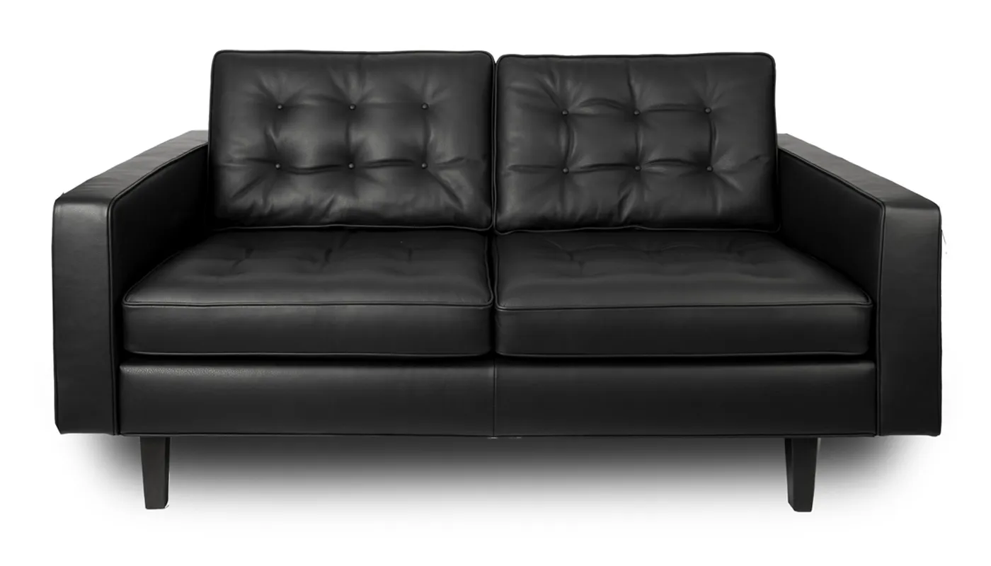 Heal's Hepburn 2 Seater Sofa Leather Grain Light Grey 060 Walnut Feet 1