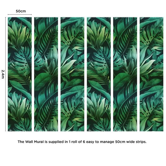Tropical Leaves Green Wall Mural 5