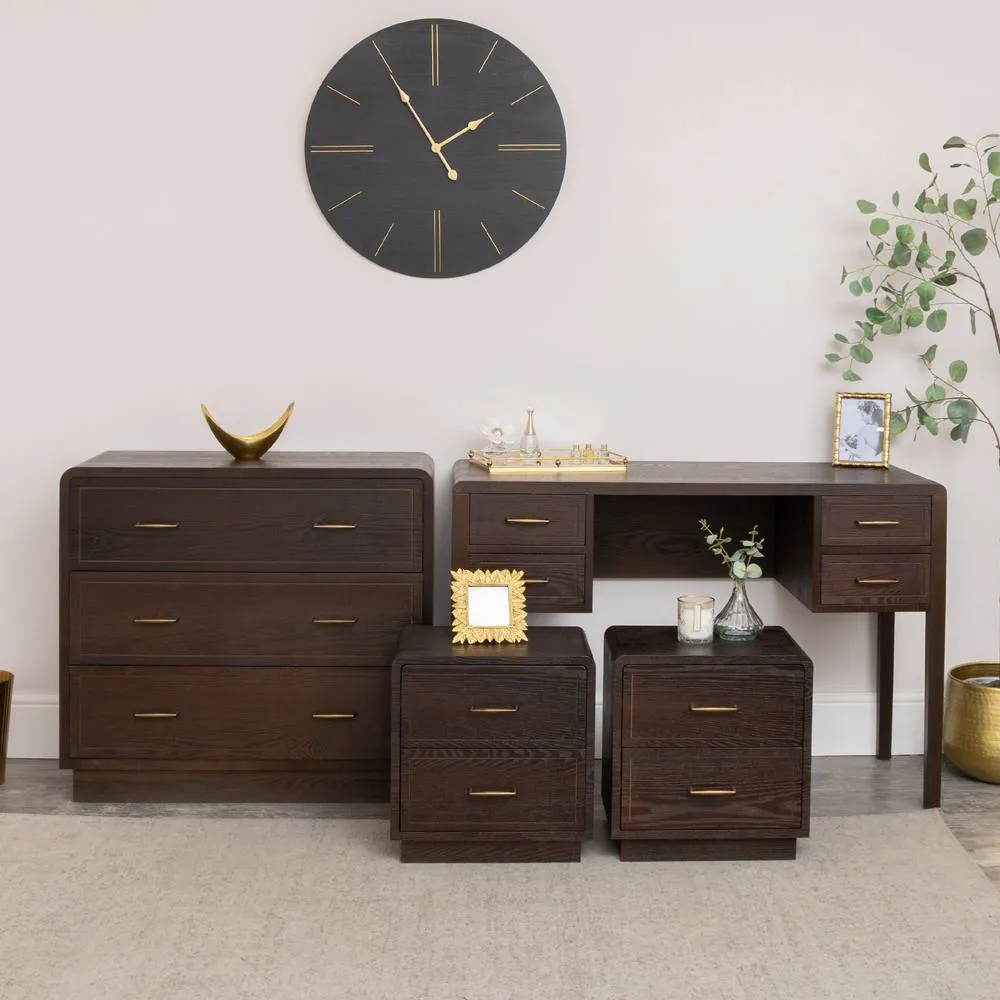 Melody Maison Chest, Dressing Table & Pair of Bedside Tables - Kingsley Range in Brown 4