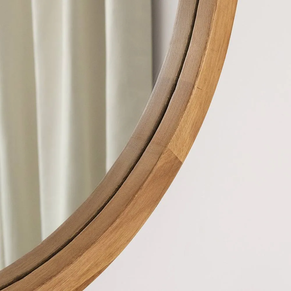 Melody Maison Round Dark Wood Frame Mirror - 55cm in Brown 5