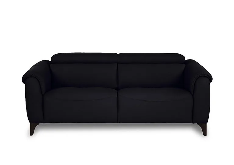 Nicole 3 Seater Leather Recliner Sofa with Headrests and Power Lumbar - Torello Nero - Sofas and Armchairs - In Time for Christmas