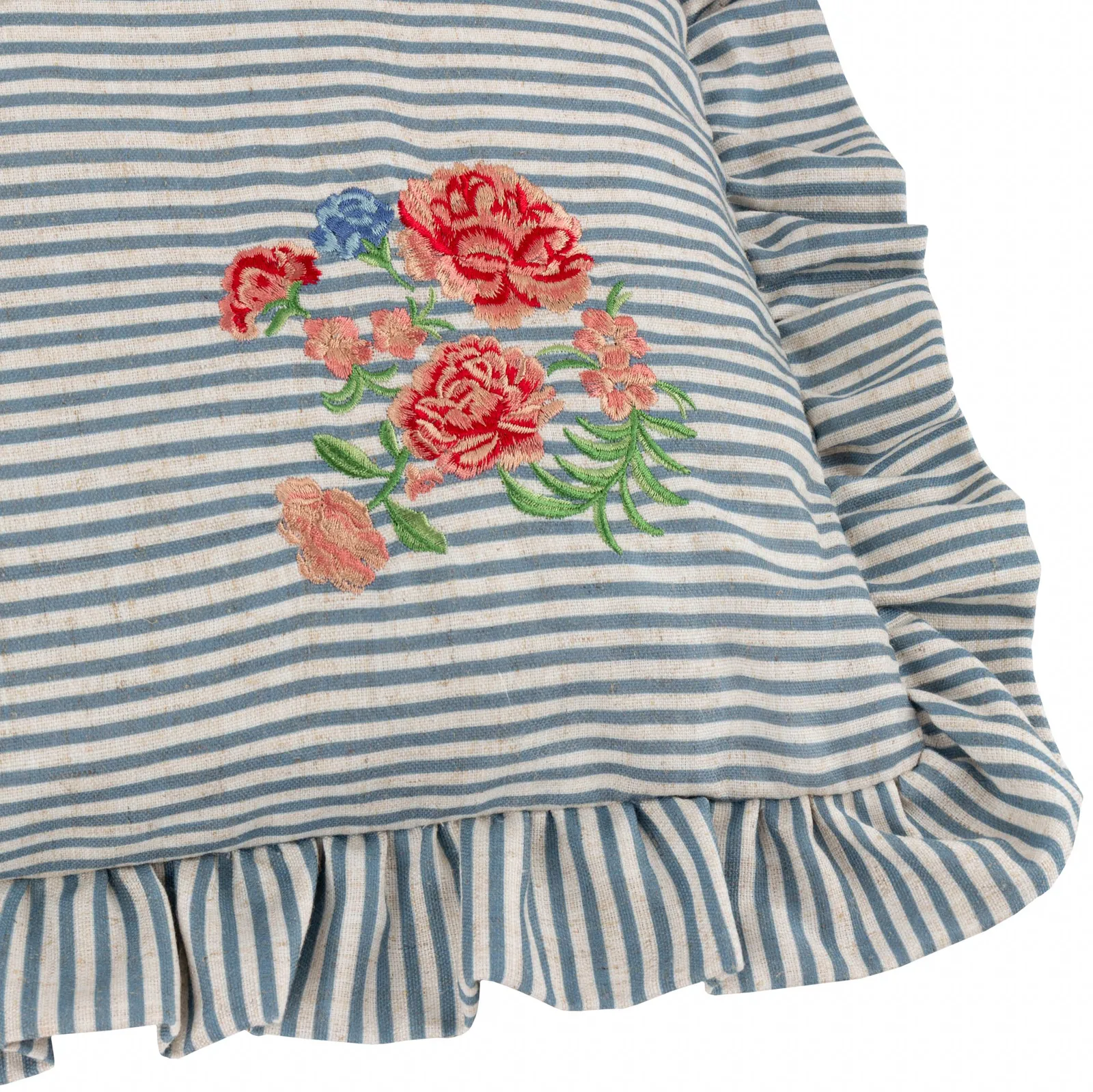 Wylder Martha Embroidered Ruffle Cushion in Blue 5