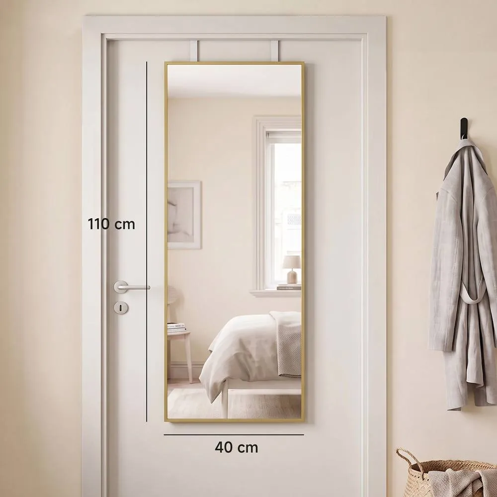 HOMCOM 40 x 110 cm Full Length Wall Mirror with Adjustable Hooks, Gold Tone 3