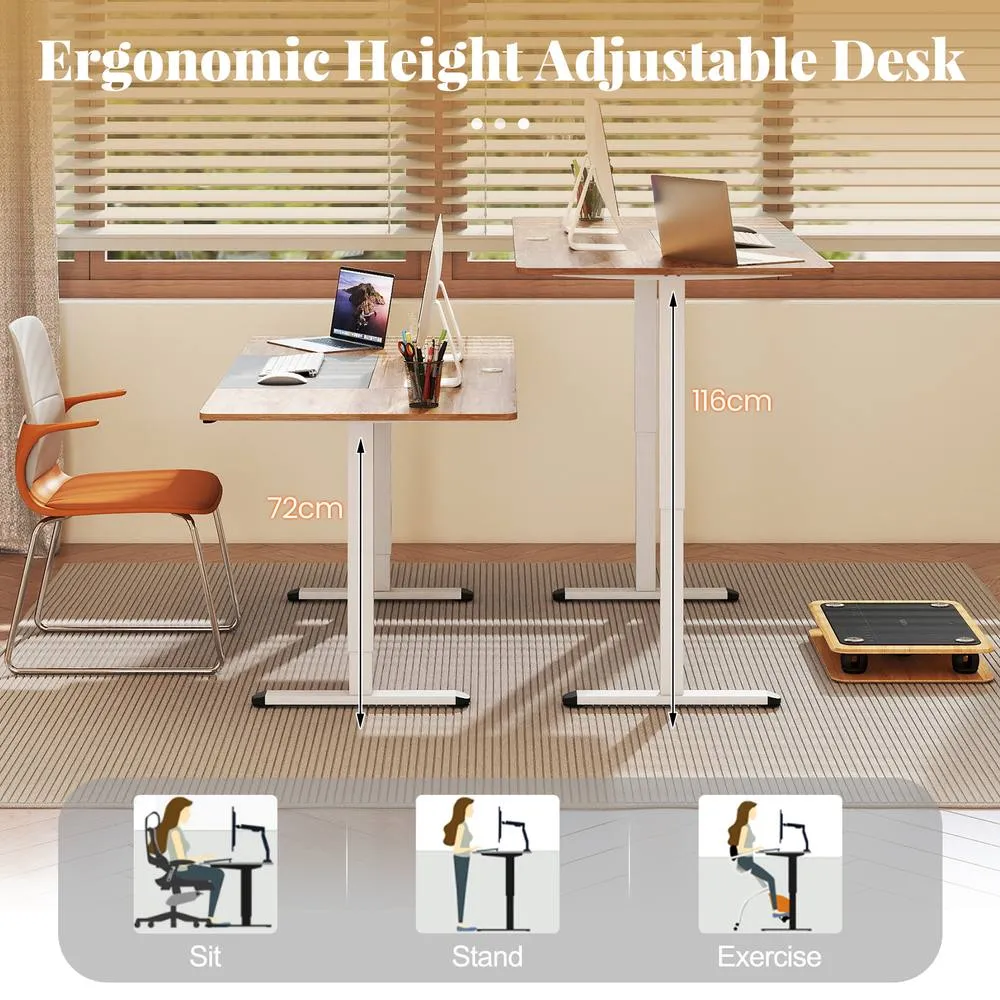 Costway Electric Standing Desk 140x70cm Height Adjustable Desk Sit Stand Desk in Natural 2