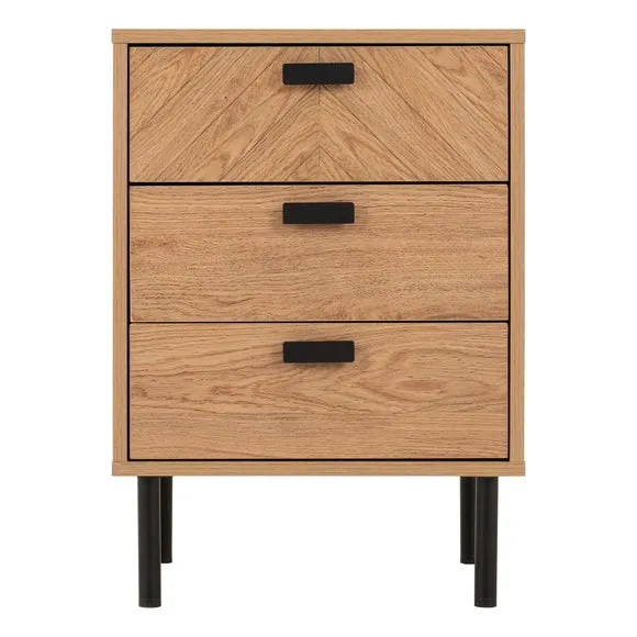Barker 3 Drawer Bedside Table, Oak Effect 3