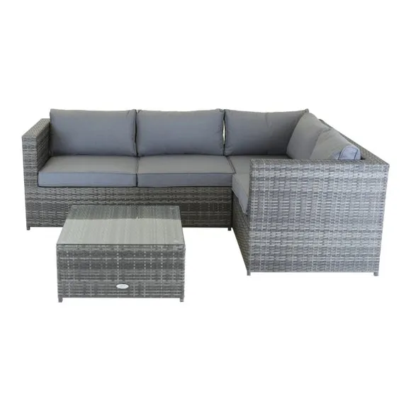 Rattan Grey Corner Sofa and Coffee Table 6