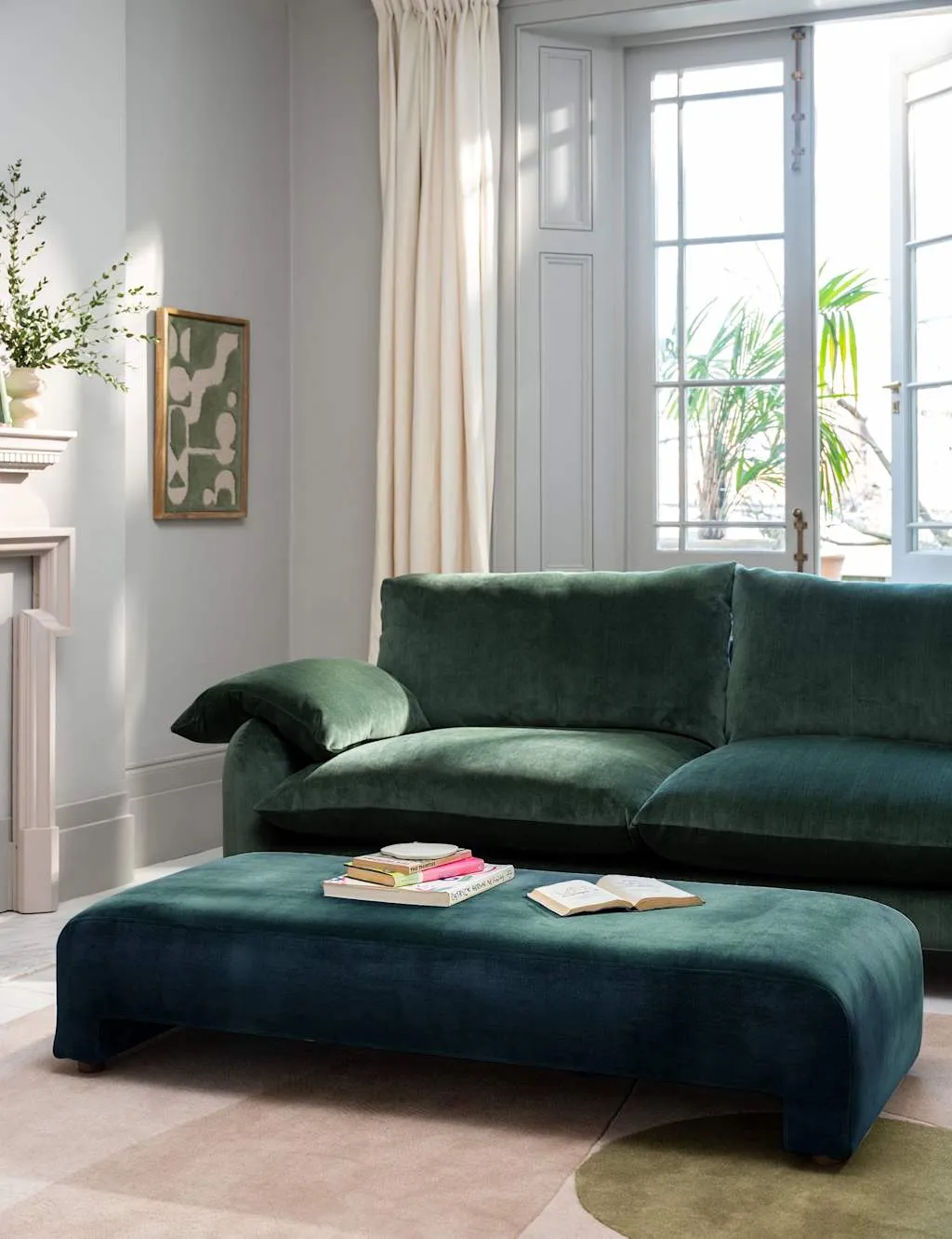BARKER AND STONEHOUSE Orson Chenille Footstool Blue