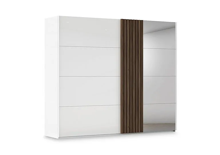 Estella 262cm 2 Door Glass Sliding Wardrobe with 1 Mirror Door - Alpine White - Bedroom Furniture - In Time for Christmas