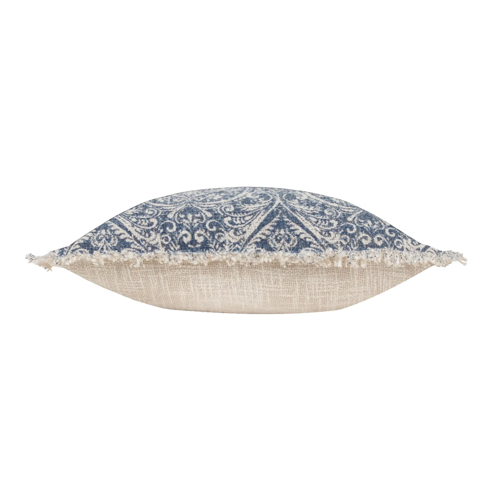 Paoletti Durelle 100% Cotton Paisley Fringed Cushion in Mid Blue 4
