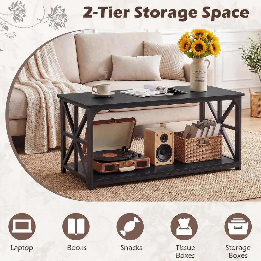Costway Industrial Farmhouse Accent Table in Black 6