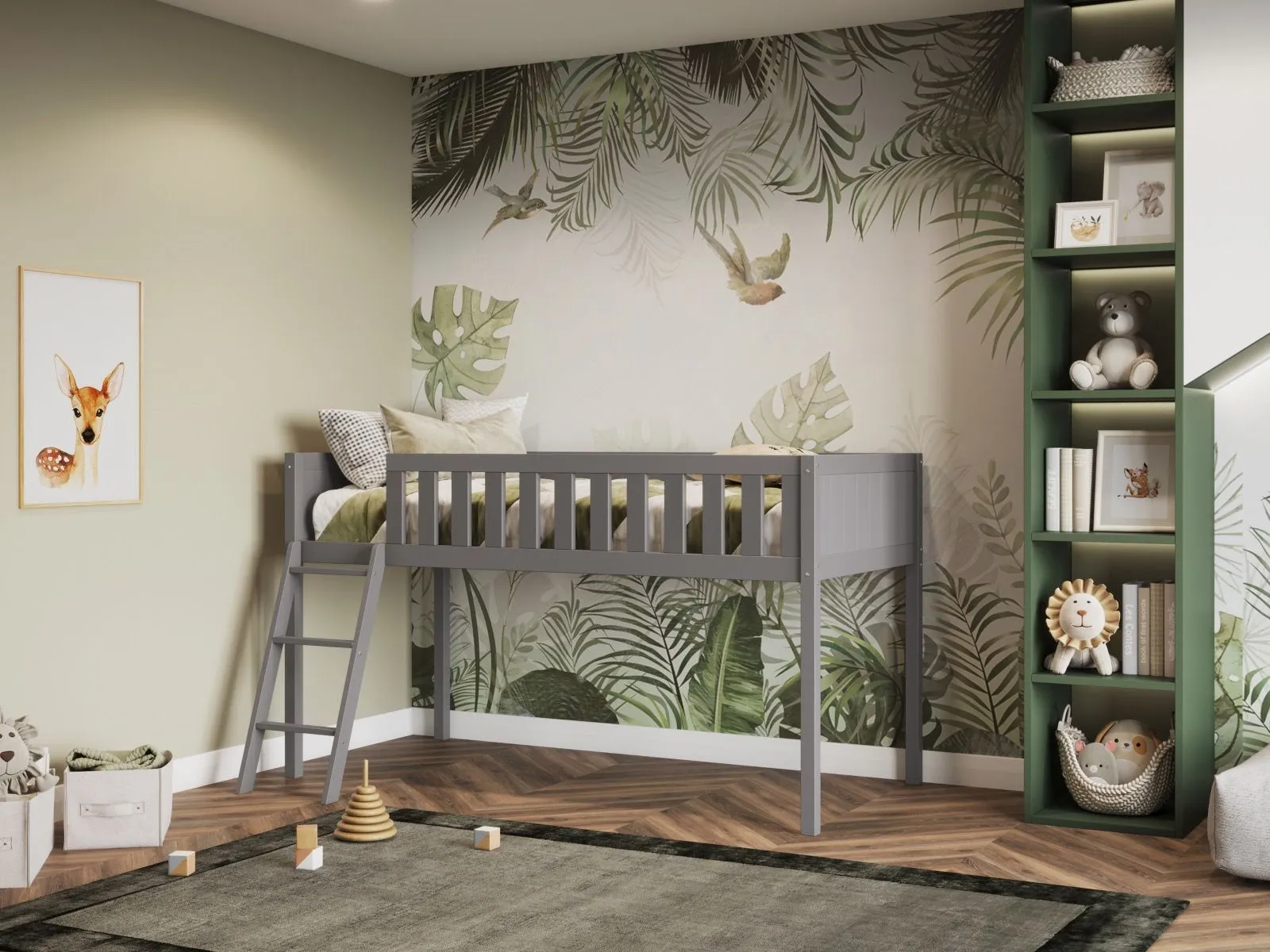 Flair Bea Shorty Mid Sleeper Cabin Bed in Grey 1
