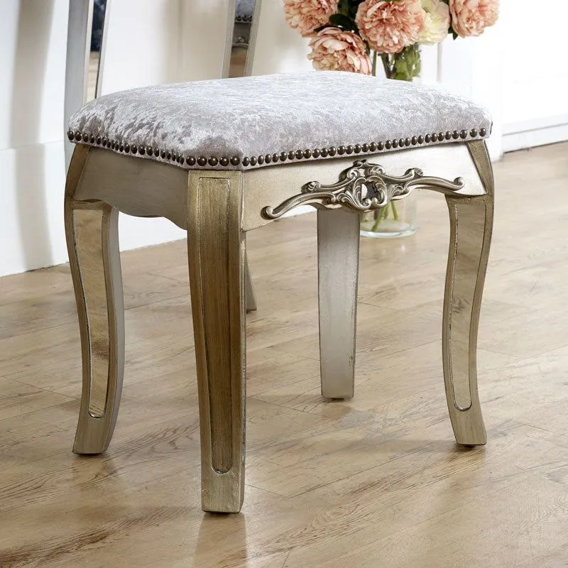 Melody Maison Mirrored Dressing Table & Stool - Tiffany Range in Metallic Silver 3