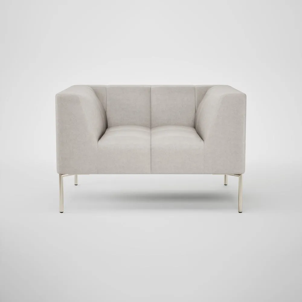 Heal's Quadro Armchair Linea Leather White 634 Stainless Steel Feet 2