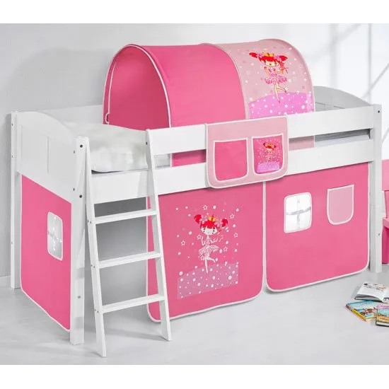 Hilla Children Bed In White With Princess Curtains
