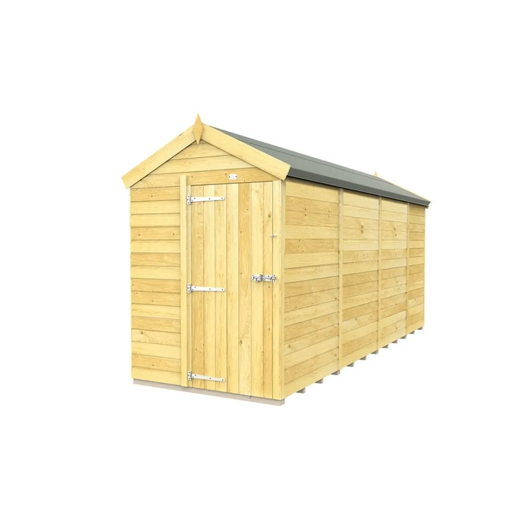 Buttercup Farm 5 x 15 Feet Apex Shed - Single Door W/O Window - L454 x W147 x H217 cm in Brown